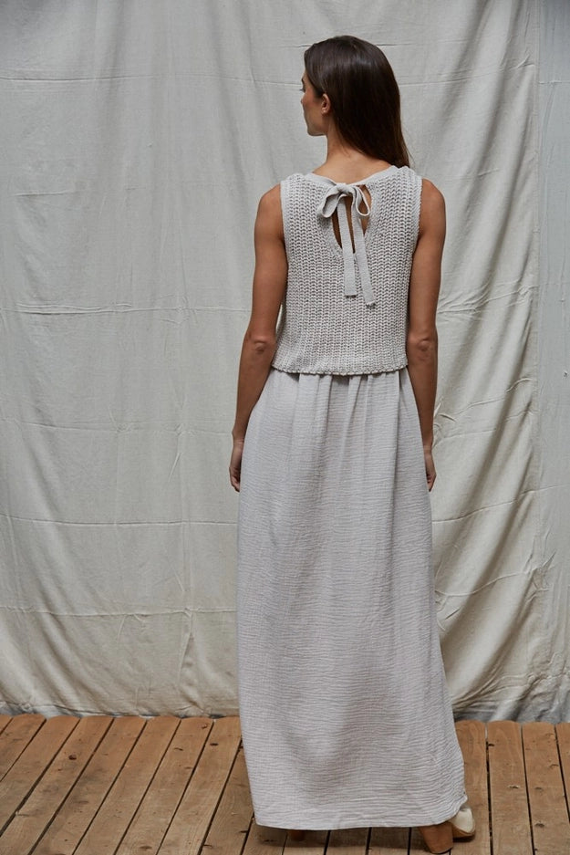 Knit Sweater Sleeveless Flare Midi Dress