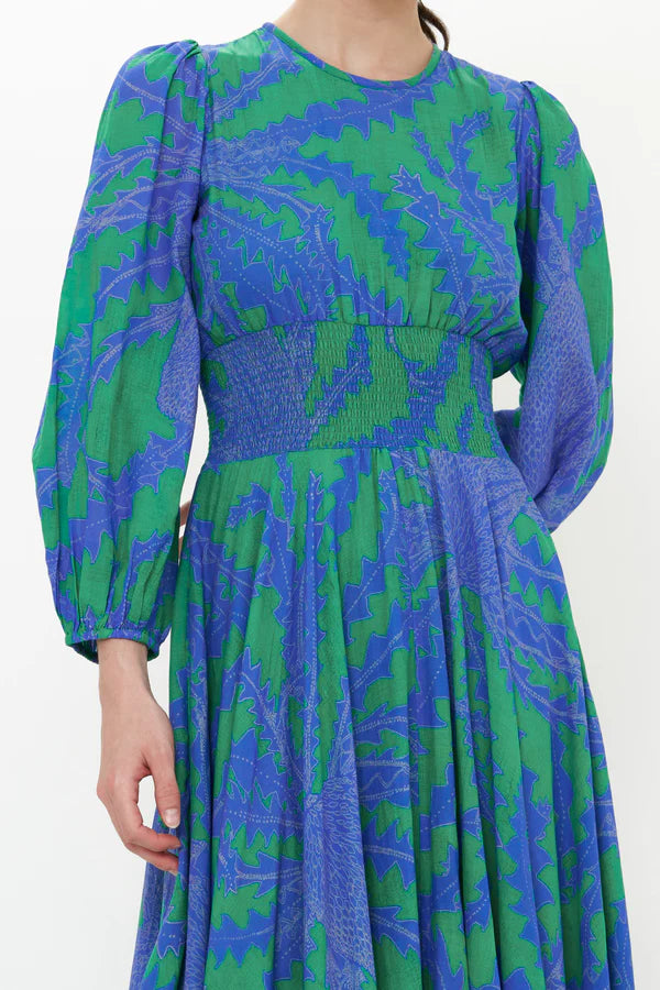Crew Neck Smocked Waist Maxi