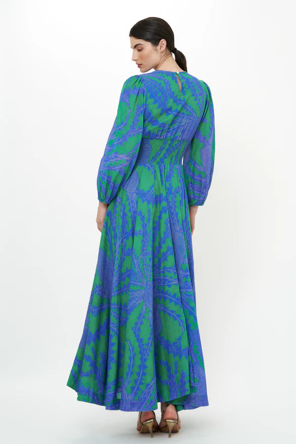 Crew Neck Smocked Waist Maxi