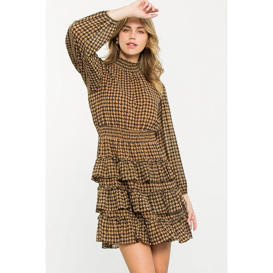 Smocked Neck Print Dress