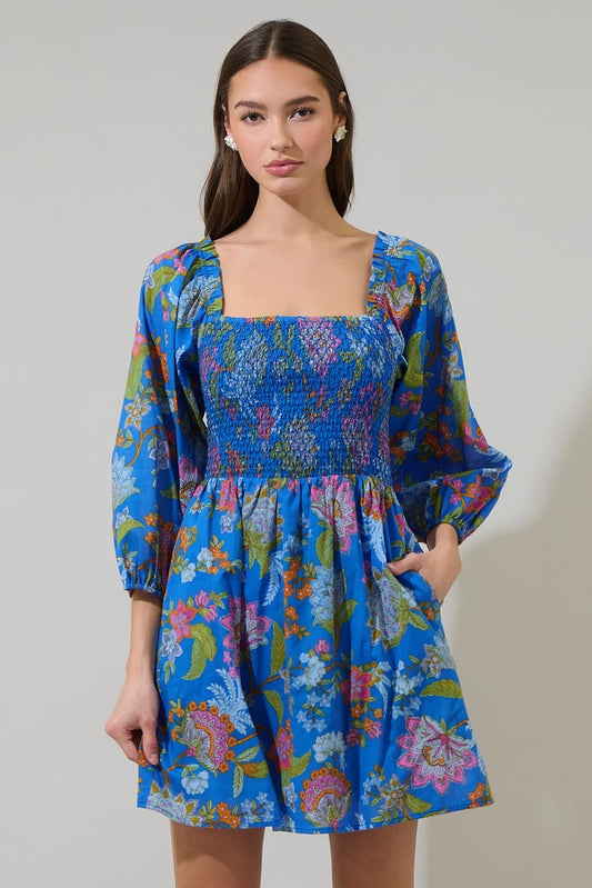 Sunlit Floral Niko Smocked Mini Dress