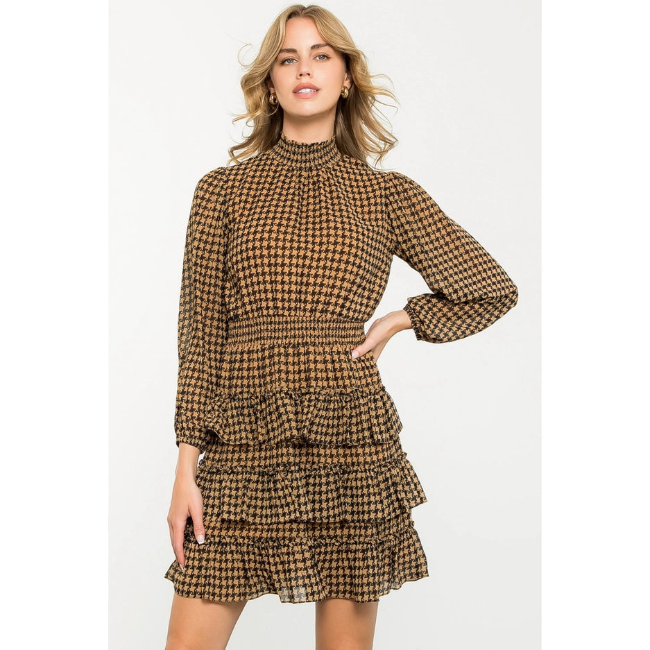 Smocked Neck Print Dress